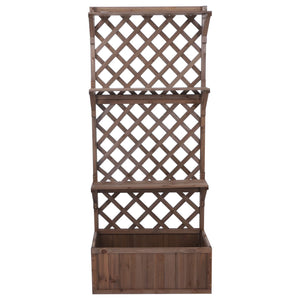 Hochbeet aus Holz mit Rankgitter und Ablage, 177x77x33cm braun