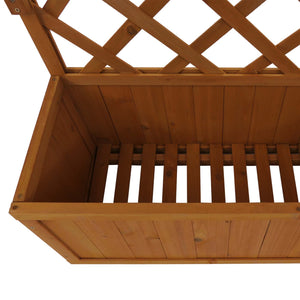 Hochbeet aus Holz mit Rankgitter und Ablage, natur, 177x77x33cm
