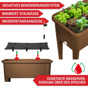 Hochbeet Kunststoff wetterfest mit Belüftung & Abdeckhaube Braun
