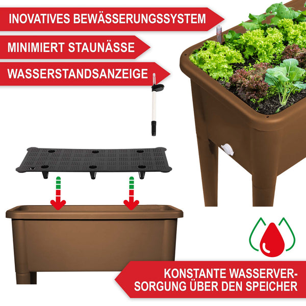 Hochbeet Kunststoff wetterfest mit Belüftung & Abdeckhaube Braun