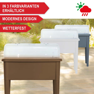 Hochbeet Kunststoff wetterfest mit Belüftung & Abdeckhaube Braun