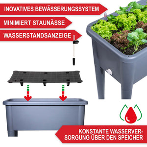 Hochbeet Kunststoff wetterfest mit Belüftung & Abdeckhaube Grau
