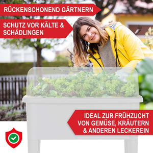 Hochbeet Kunststoff wetterfest mit Belüftung & Abdeckhaube Weiss