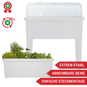 Hochbeet Kunststoff wetterfest mit Belüftung & Abdeckhaube Weiss
