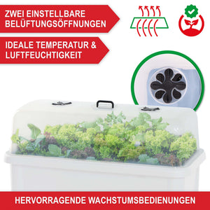 Hochbeet Kunststoff wetterfest mit Belüftung & Abdeckhaube Weiss