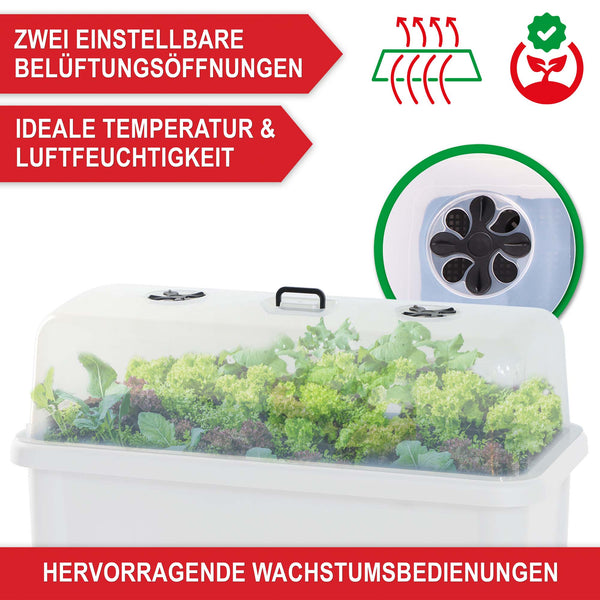 Hochbeet Kunststoff wetterfest mit Belüftung & Abdeckhaube Weiss