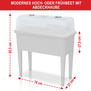 Hochbeet Kunststoff wetterfest mit Belüftung & Abdeckhaube Weiss
