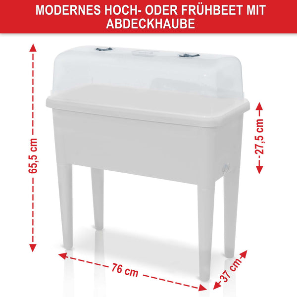 Hochbeet Kunststoff wetterfest mit Belüftung & Abdeckhaube Weiss