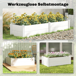 Hochbeet Pflanzbeet für Garten und Balkon Kunststoff weiss