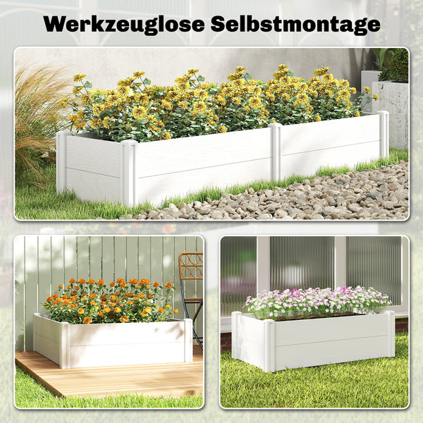 Hochbeet Pflanzbeet für Garten und Balkon Kunststoff weiss