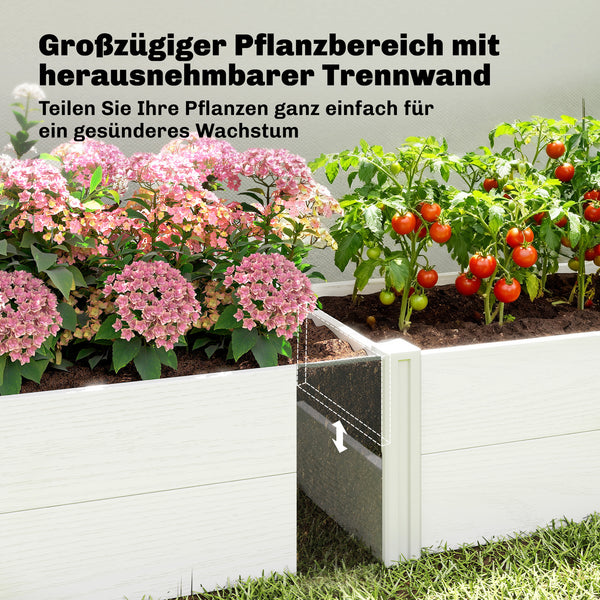 Hochbeet Pflanzbeet für Garten und Balkon Kunststoff weiss