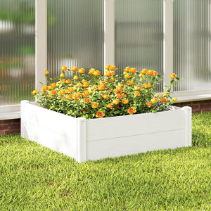 Hochbeet Pflanzbeet für Garten und Balkon Kunststoff weiss
