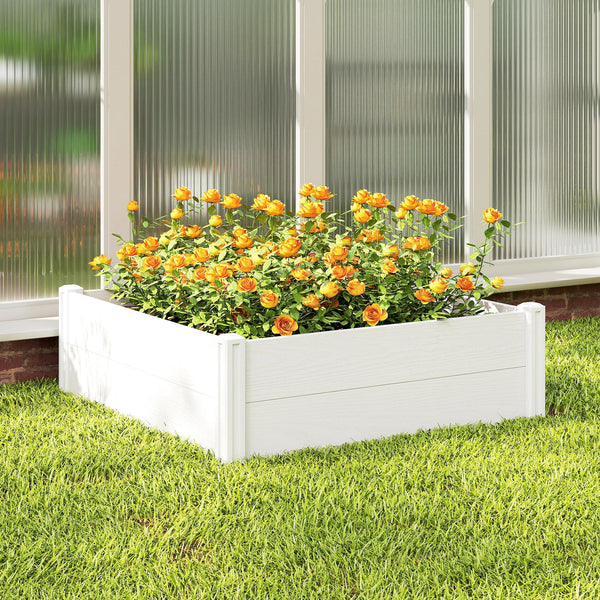 Hochbeet Pflanzbeet für Garten und Balkon Kunststoff weiss