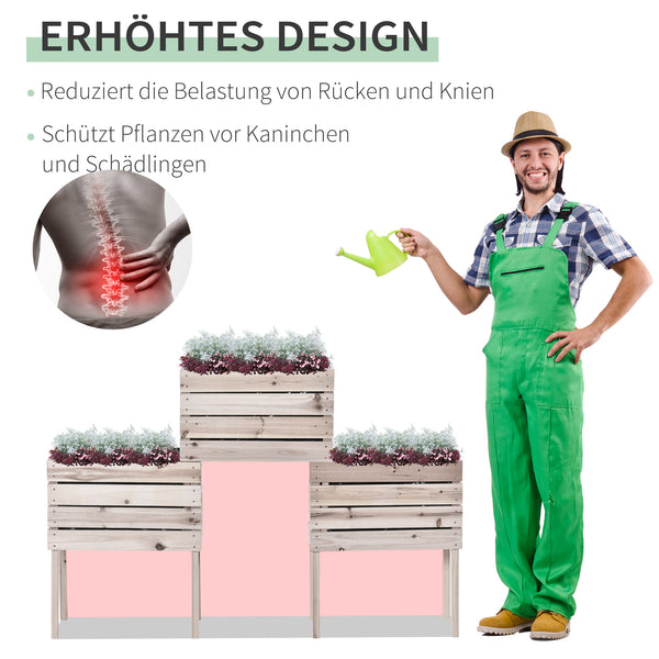 Hochbeet Blumenkasten wetterfest für Garten Massivholz natur