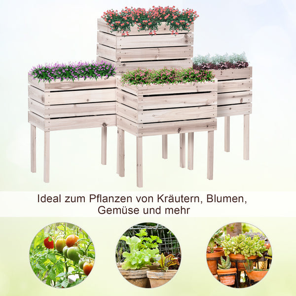 Hochbeet Blumenkasten wetterfest für Garten Massivholz natur