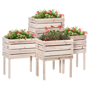Hochbeet Blumenkasten wetterfest für Garten Massivholz natur