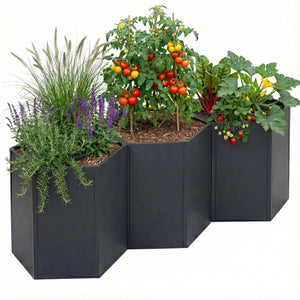 3er-Set Metall Hochbeete anthrazit 77x264x100cm für Garten