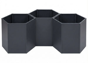 3er-Set Metall Hochbeete anthrazit 77x264x100cm für Garten
