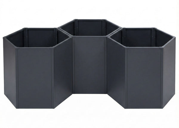3er-Set Metall Hochbeete anthrazit 77x264x100cm für Garten