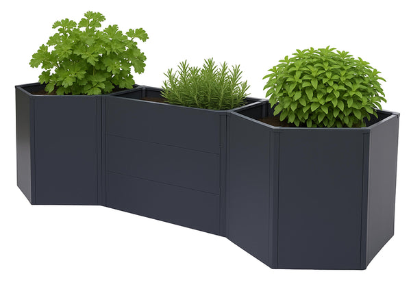 3er Set Metall Hochbeet anthrazit Pflanzbeet für Gemüse & Blumen