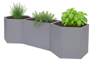 3er Set Metall Hochbeet grau, Pflanzkübel für Garten & Gemüse
