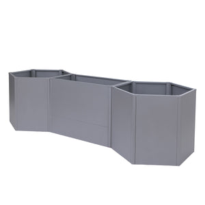 3er Set Metall Hochbeet grau, Pflanzkübel für Garten & Gemüse