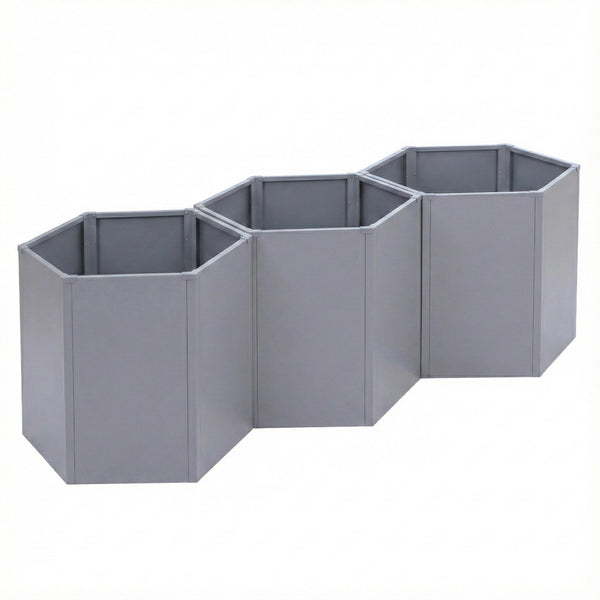 3er Set Metall Hochbeet Blumenkasten Pflanzkübel Stahl Grau