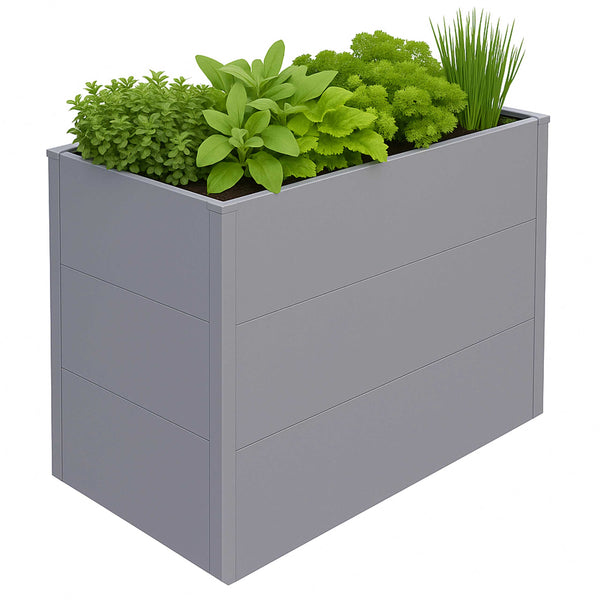 Metall Hochbeet grau 77x100x50 cm Pflanzkübel Garten Stahl