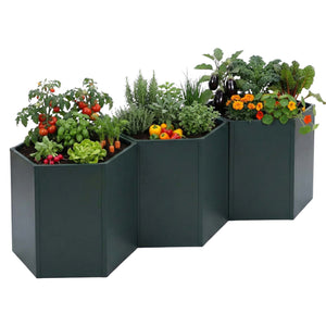 3er-Set Metall Hochbeet grün, Pflanzkübel Gemüsebeet 264cm