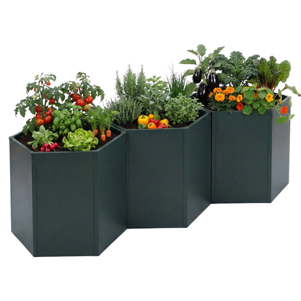 3er-Set Metall Hochbeet grün, Pflanzkübel Gemüsebeet 264cm