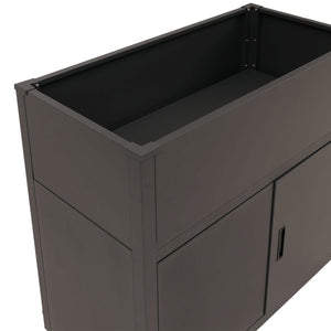 Metall Hochbeet anthrazit 91x101x51cm mit Stauraum Pflanzkübel
