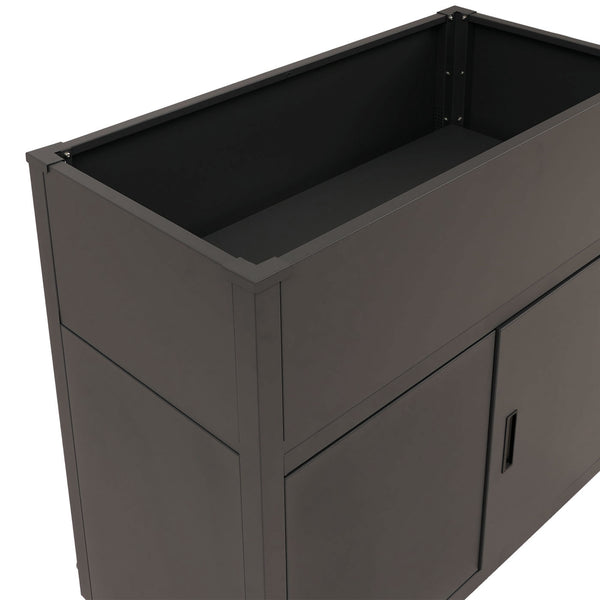 Metall Hochbeet anthrazit 91x101x51cm mit Stauraum Pflanzkübel