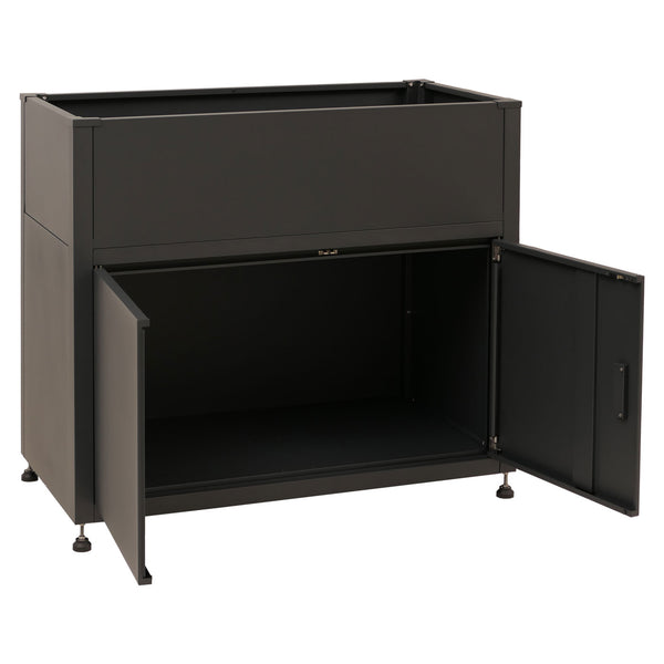 Metall Hochbeet anthrazit 91x101x51cm mit Stauraum Pflanzkübel