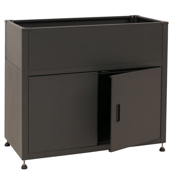 Metall Hochbeet anthrazit 91x101x51cm mit Stauraum Pflanzkübel