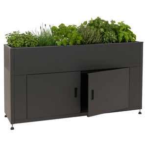 Metall Hochbeet anthrazit 91x161x51cm mit Stauraum