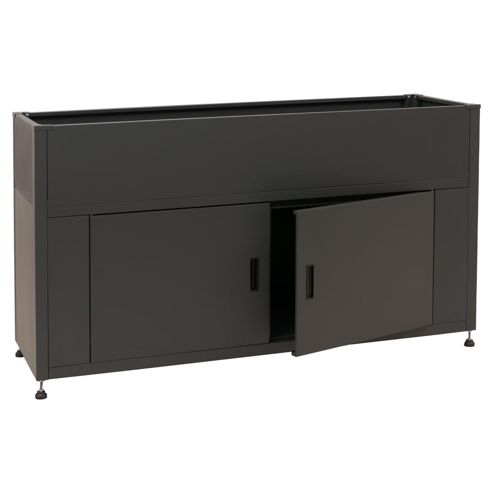 Metall Hochbeet anthrazit 91x161x51cm mit Stauraum