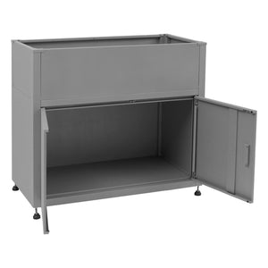 Metall Hochbeet Blumenkasten grau 91x101x51cm Stauraum robust