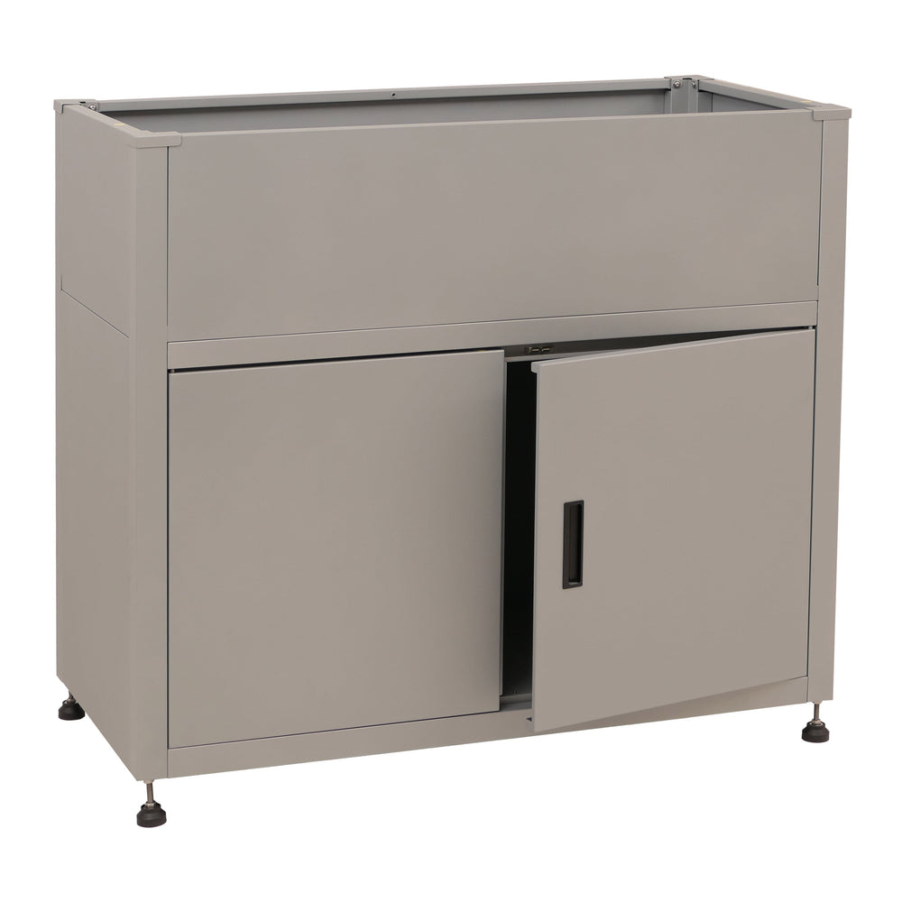 Metall Hochbeet Blumenkasten grau 91x101x51cm Stauraum robust