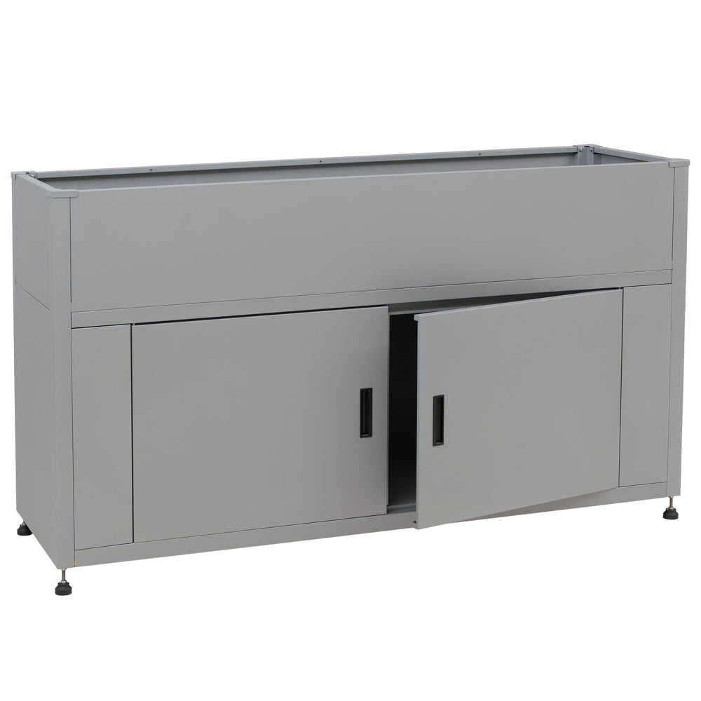 Metall Hochbeet Blumenkasten mit Stauraum 91x161x51cm Grau
