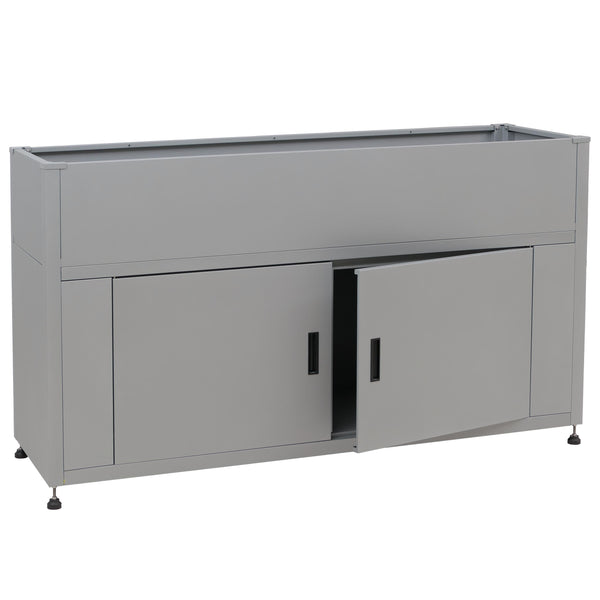Metall Hochbeet Blumenkasten mit Stauraum 91x161x51cm Grau
