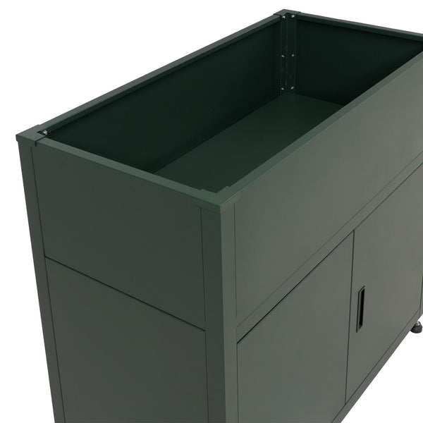 Metall Hochbeet grün mit Stauraum 91x101x51cm wetterfest