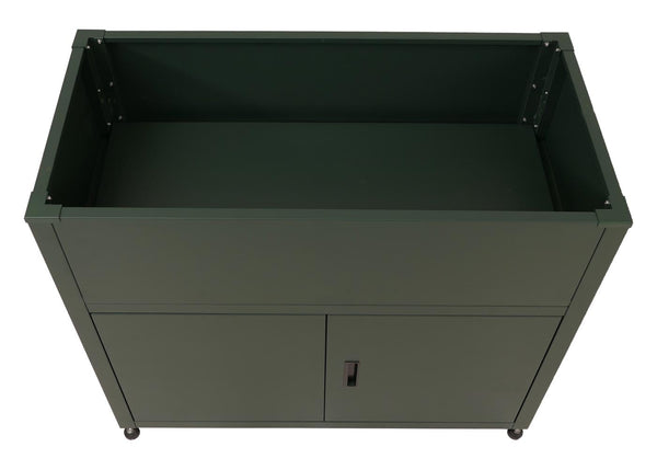 Metall Hochbeet grün mit Stauraum 91x101x51cm wetterfest