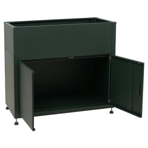 Metall Hochbeet grün mit Stauraum 91x101x51cm wetterfest