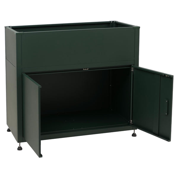 Metall Hochbeet grün mit Stauraum 91x101x51cm wetterfest
