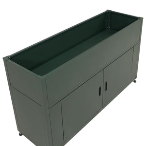 Metall Hochbeet grün 91x161x51cm mit Stauraum für Garten