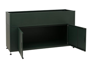 Metall Hochbeet grün 91x161x51cm mit Stauraum für Garten