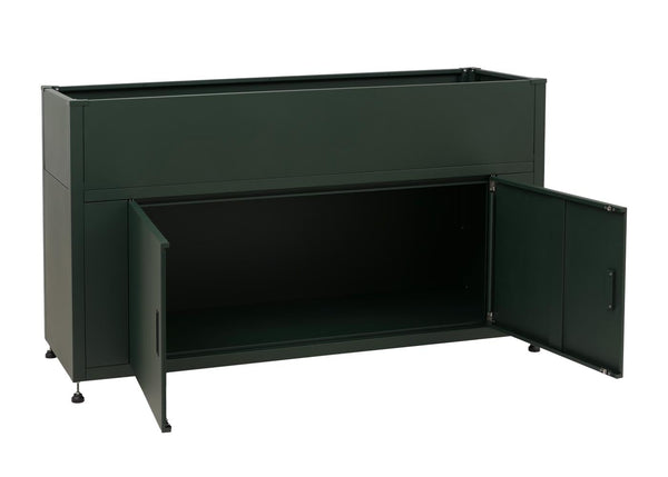 Metall Hochbeet grün 91x161x51cm mit Stauraum für Garten