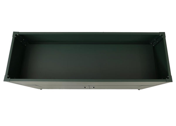 Metall Hochbeet grün 91x161x51cm mit Stauraum für Garten