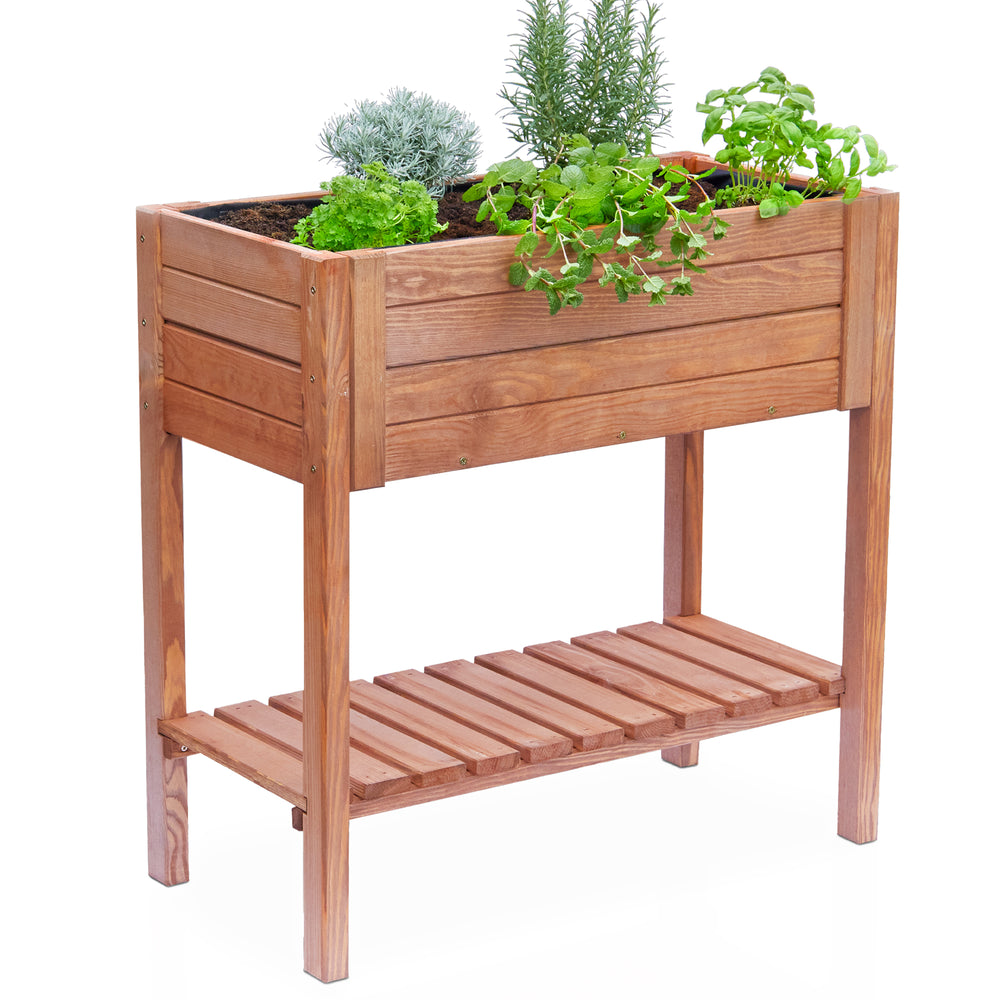 Potager surélevé avec étagère, en bois, résistant aux intempéries et durable, L