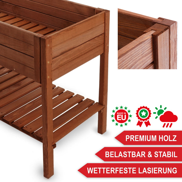 Hochbeet mit Ablage Holz wetterfest nachhaltig XXL